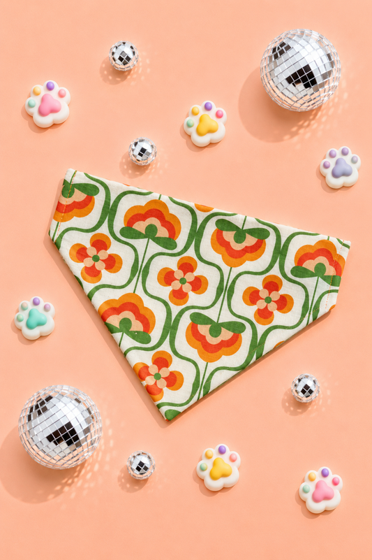 Orange Retro Flower Bandana