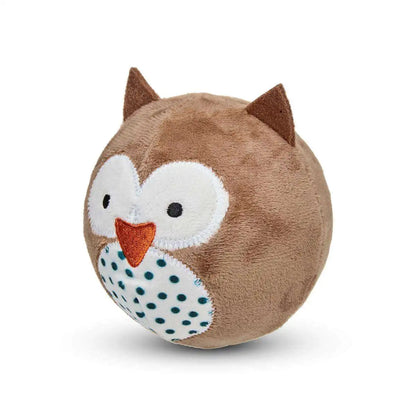 Petface Round Owl Plush Ball Dog Toy