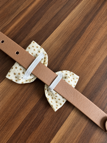 Cream Ditsy Floral Dog Bow