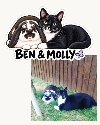 Custom pet portrait sticker example by Dolly & Co