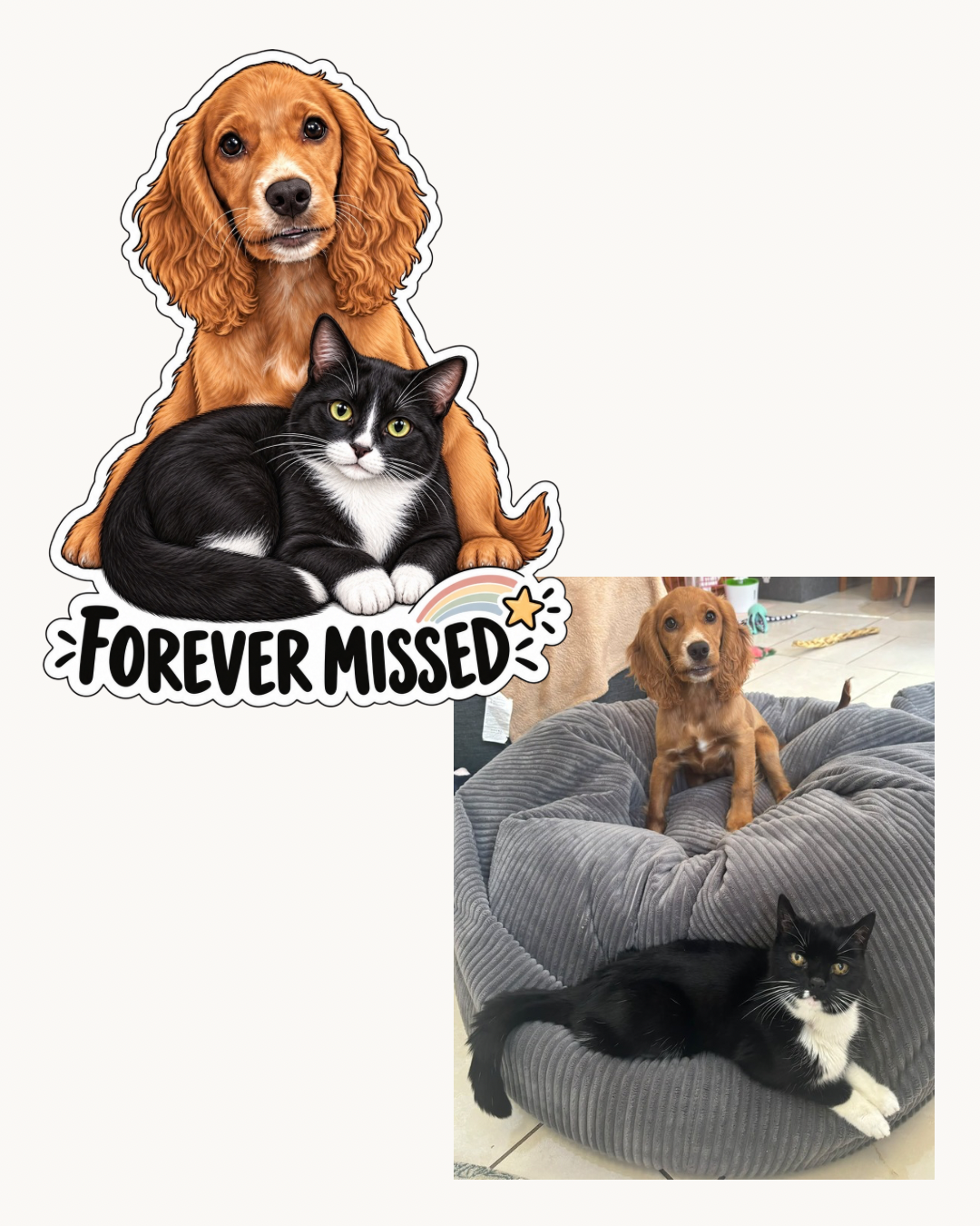 Personalised illustrated dog photo sticker design by Dolly & Co
