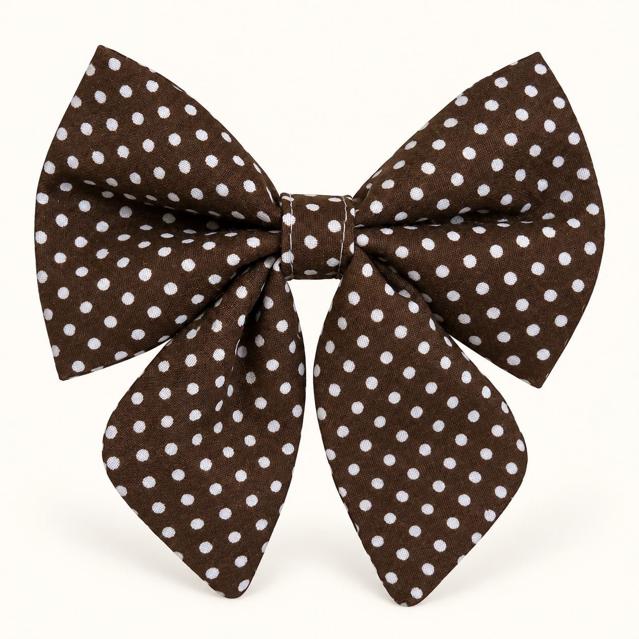 Brown polka dot handmade sailor dog bow