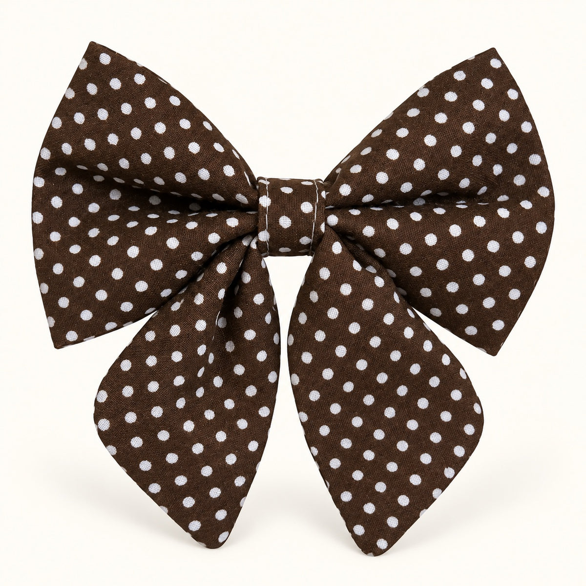 Brown polka dot handmade sailor dog bow