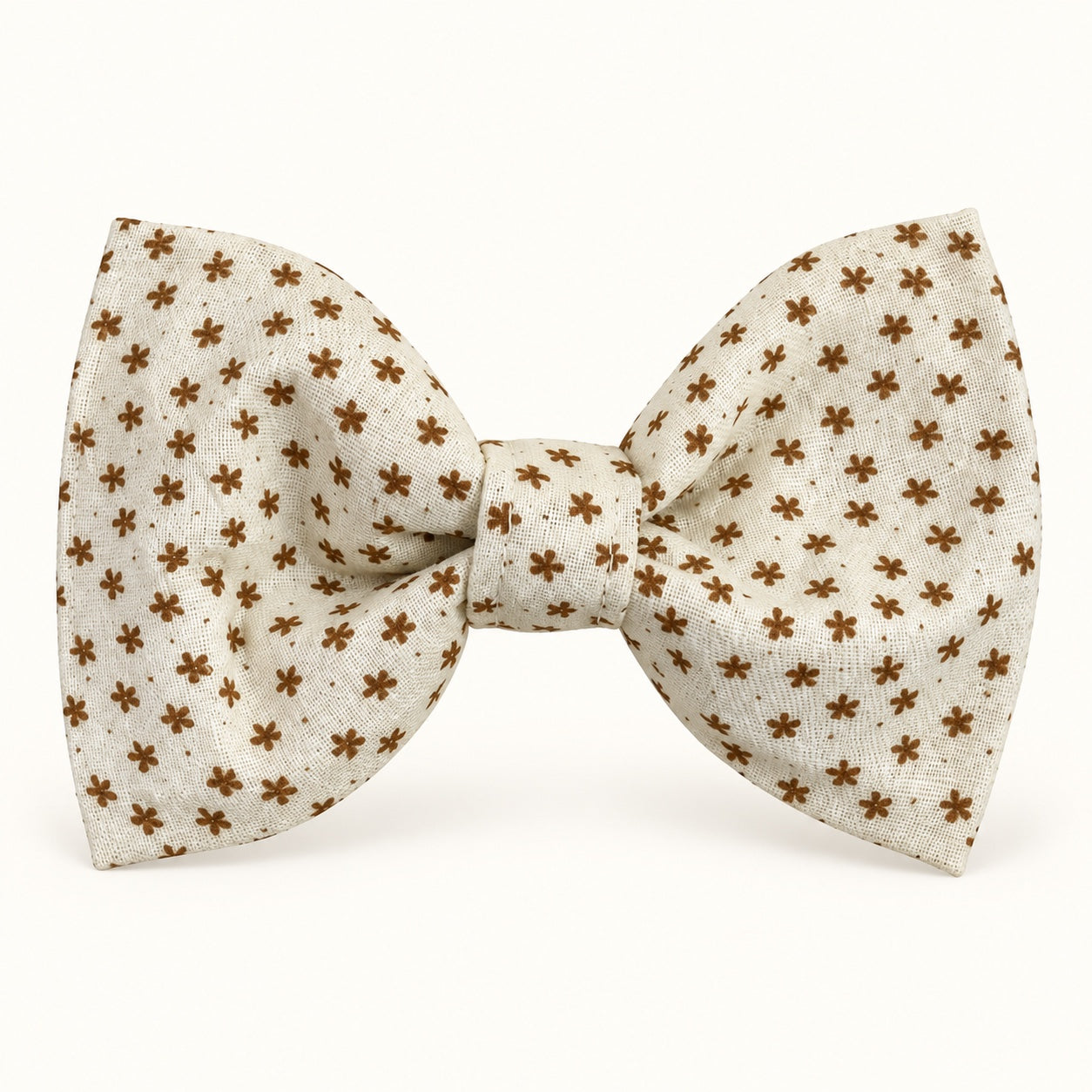 Cream floral handmade dog bow