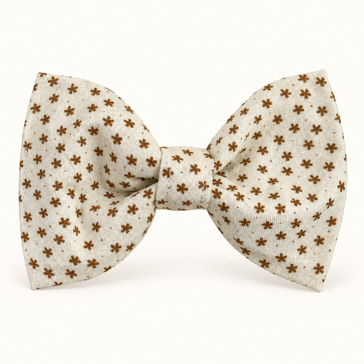 Cream floral handmade dog bow
