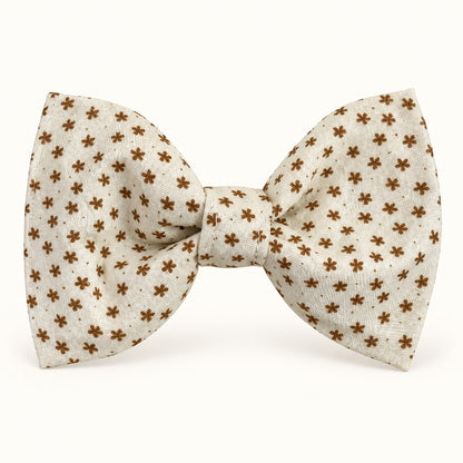 Cream floral handmade dog bow