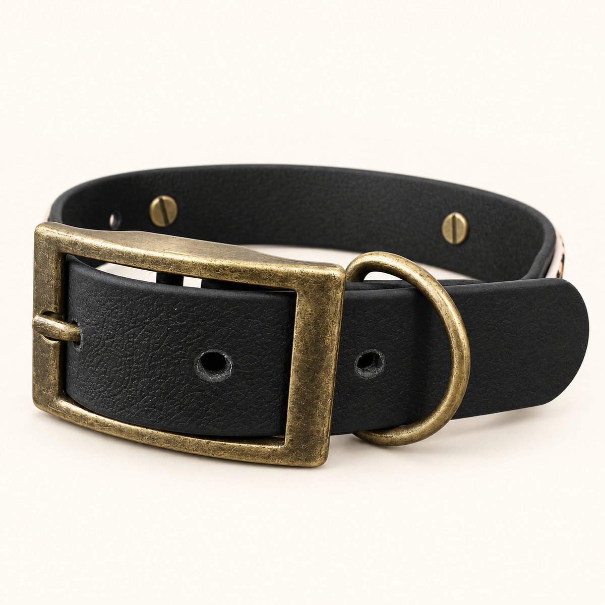 The Wild One dog collar antique buckle and D-ring detail